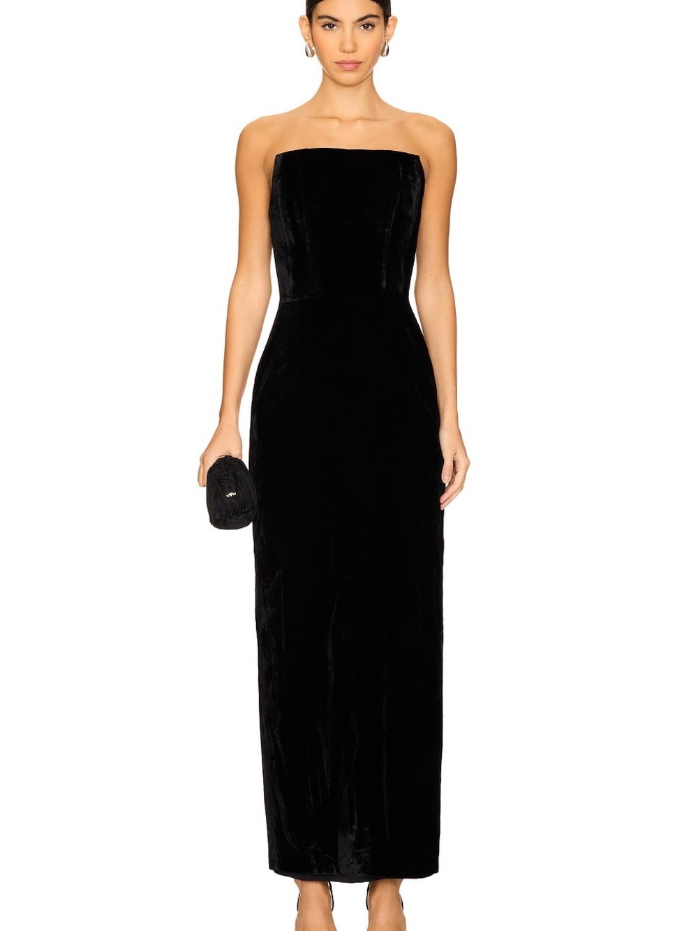 REVOLVE Strapless Black Velvet Column Gown